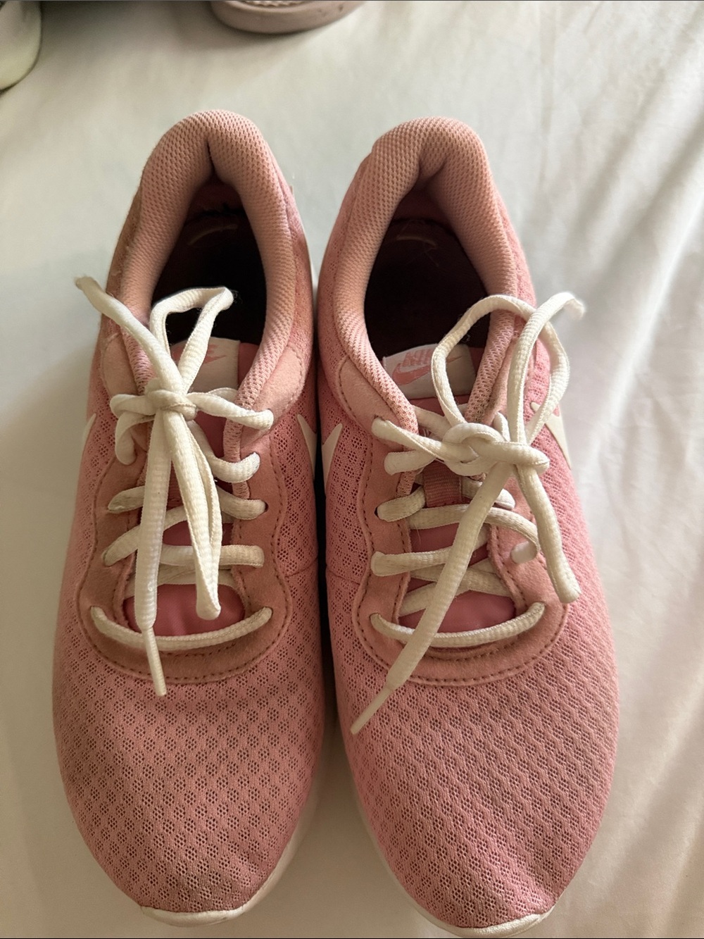 Nike Women’s Pink Mesh Running Sneakers with White Swoosh - Picture 2 of 2